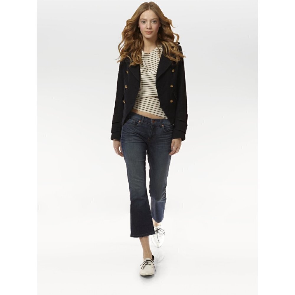 J.Brand‎ Mid-Rise Dark Wash Cropped Flare Blue 29